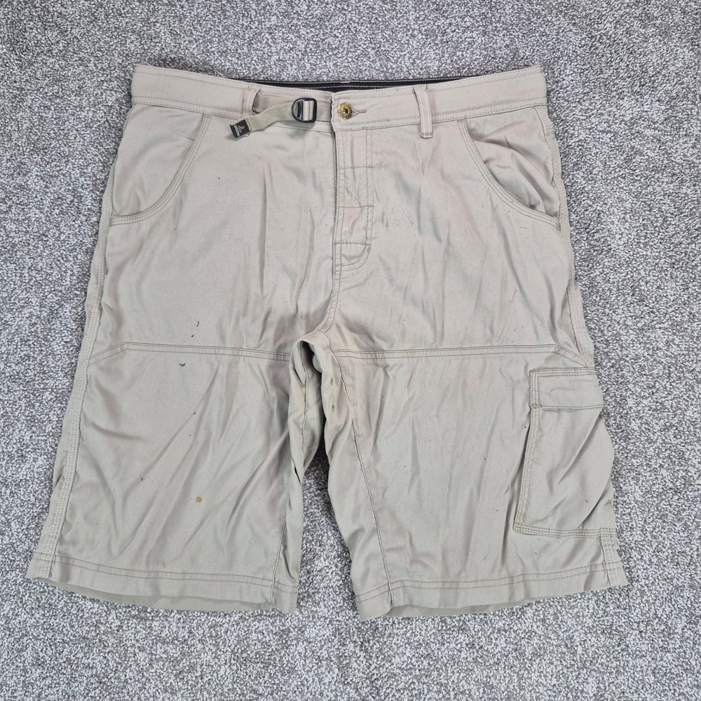 Prana Stretch Zion Shorts Mens 34 Beige Hiking Outdoors Belted